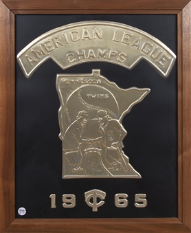 1965 Minnesota Twins American League Champions Plaque From Old Metropolitan Stadium Offices